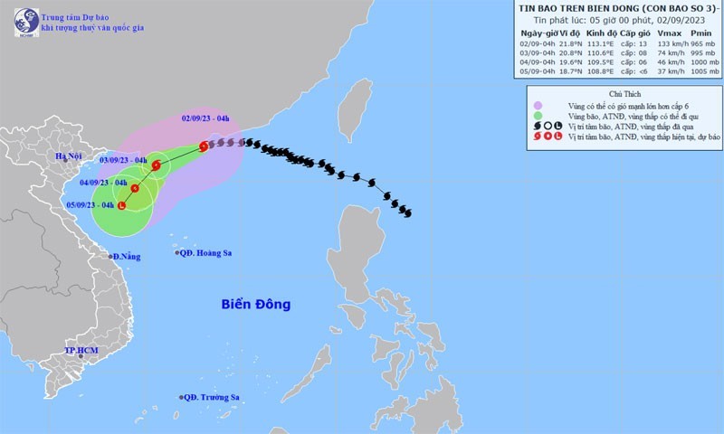 The movement of typhoon Saola (Source: National Centre for Hydro-Meteorology Forecasting)