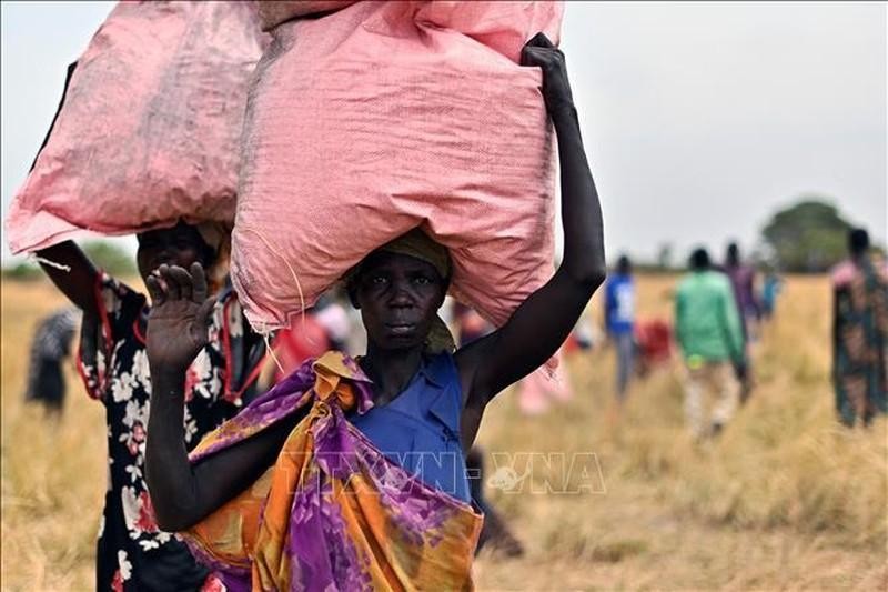 Villagers receive food aid in Ayod, South Sudan, on February 6, 2020. (Photo: AFP/VNA)