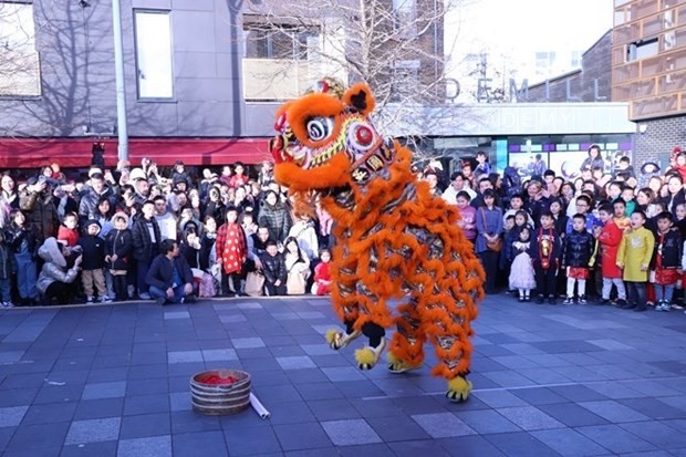 A lion dance performance at the event. (Photo: VNA)