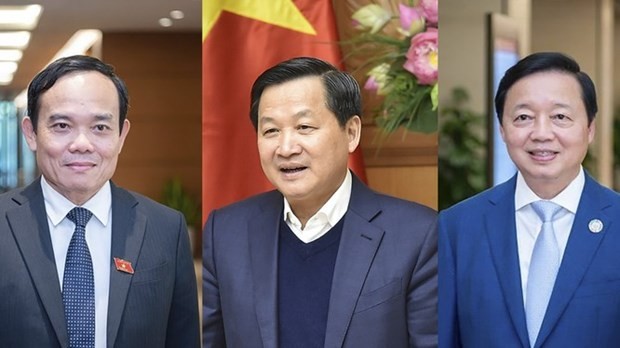 Deputy PMs Tran Luu Quang, Le Minh Khai and Tran Hong Ha (from left to right) (Photo: viettimes.vn) 