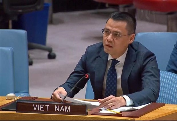 Ambassador Dang Hoang Giang, Permanent Representative of Vietnam to the United Nations (UN) attend the open debate (Photo: VNA) 