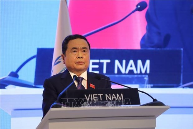 Permanent Vice Chairman of the National Assembly (NA) Tran Thanh Man speaks at the event (Photo: VNA) 