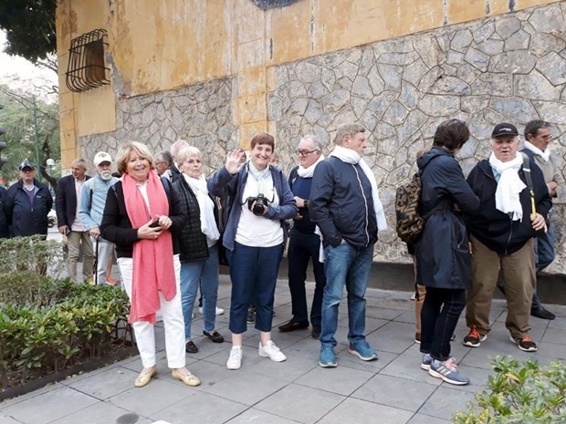 Foreign visitors at the Hoa Lo Prison Relic in Hanoi. (Photo: The Hanoi Times)