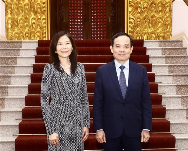 Deputy Prime Minister Tran Luu Quang (R) and UN Resident Coordinator in Vietnam Pauline Tamesis (Photo: VNA)