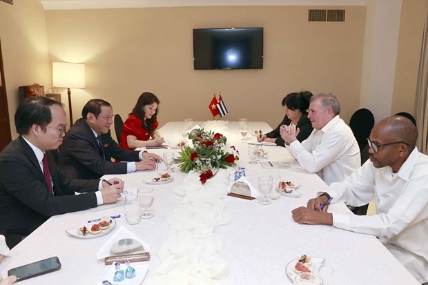 Minister of Culture, Sports and Tourism Nguyen Van Hung holds separate talks with Cuban Minister of Culture Alpidio Alonso Grau. (Photo: VNA)