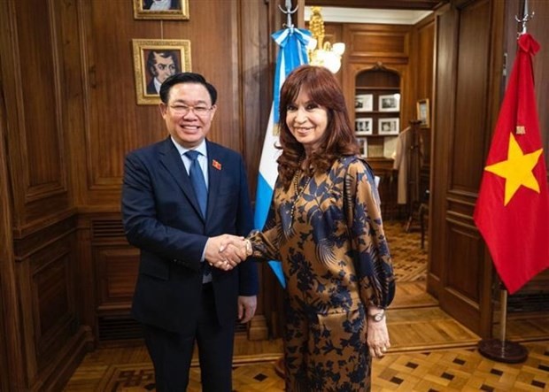 National Assembly Chairman Vuong Dinh Hue (L) meets with Cristina Fernandez de Kirchner, President of the Honourable Senate of the Argentine Nation and Vice President of the country (Photo: VNA)