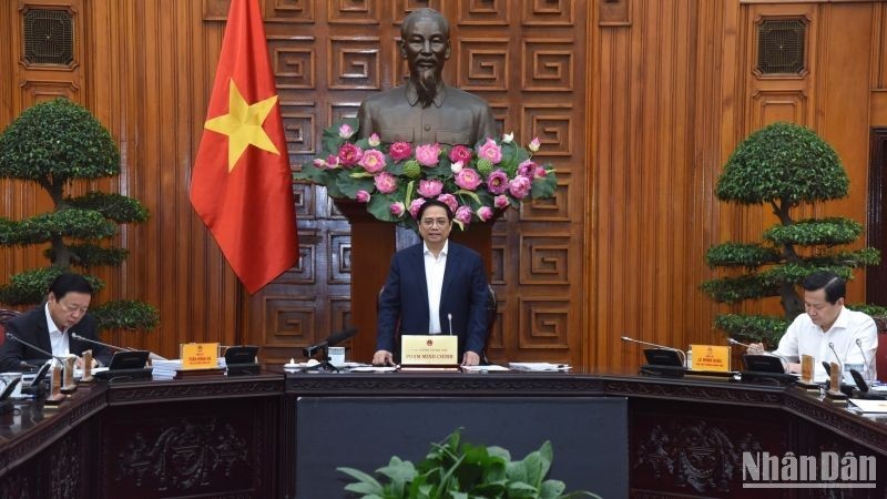 Prime Minister Pham Minh Chinh sepaking at the meeting (Photo: NDO)