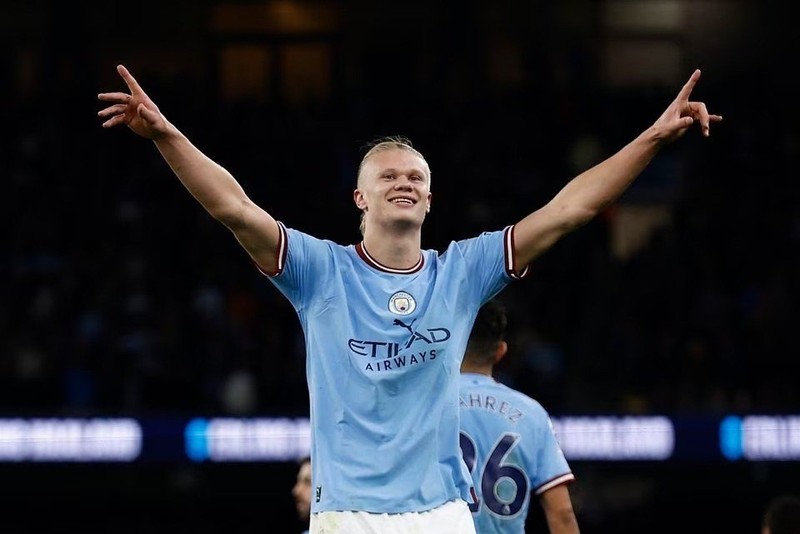 Manchester City’s Erling Haaland celebrates scoring their second goal. (Photo: Reuters)