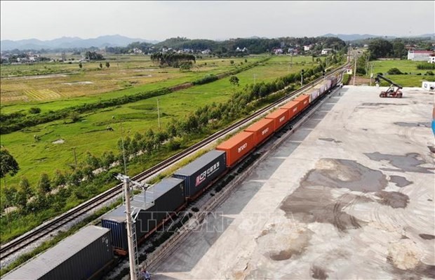 The northern province of Bac Giang organised a ceremony on June 15 to mark the first shipment of 56 tonnes of Luc Ngan fresh lychees to China from Kep railway station. (Photo: VNA) 