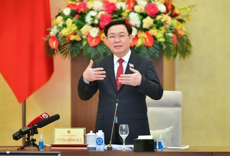 Chairman of the National Assembly Vuong Dinh Hue speaks at the event. (Photo: NDO)