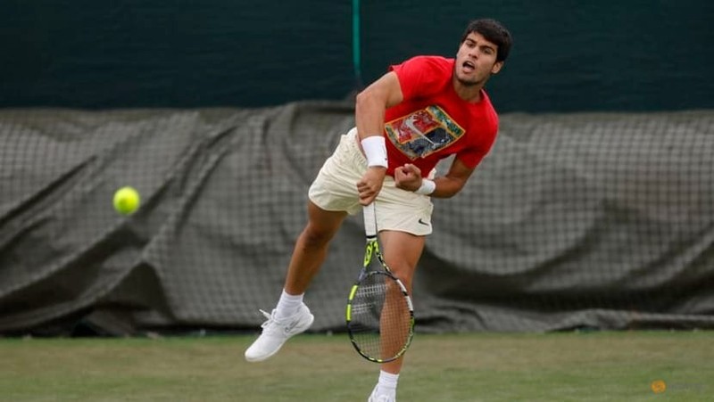 : Tennis - Wimbledon - Preview - All England Lawn Tennis and Croquet Club, London, Britain - July 2, 2023 Spain's Carlos Alcaraz during practice. (Photo: Reuters)