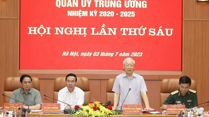 Party General Secretary Nguyen Phu Trong speaks at the meeting. (Photo: VNA)