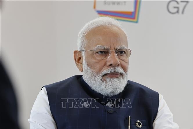 Indian Prime Minister Narendra Modi at a meeting on the sidelines of the G7 Summit in Hiroshima, Japan on May 20, 2023. (Photo: AFP/VNA)