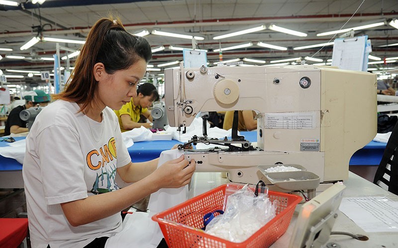 Clothes for exports at Bac Giang Garment Corporation Joint Stock Company. (Photo: TRAN HAI)
