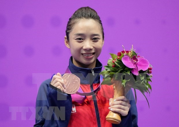 Wushu artist Duong Thuy Vi at the ASIAD 2023 (Photo: Xinhua/VNA)