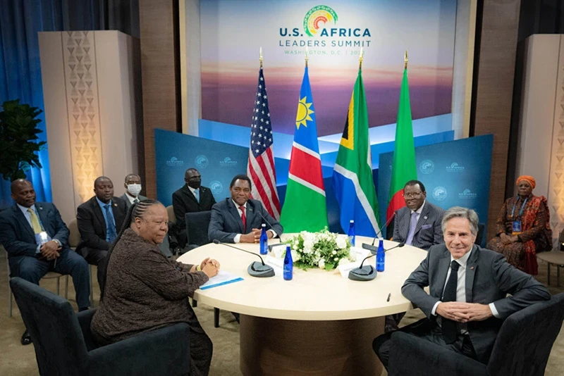 US Secretary of State Antony J. Blinken meets with Namibian President Hage Geingob, Zambian President Hakainde Hichilema and South African Foreign Minister Naledi Pandor, at the US-Africa Summit in Washington, D.C. on December 14, 2022. (Photo: state.gov)