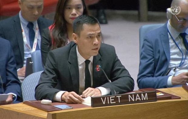 Ambassador Dang Hoang Giang, Permanent Representative of Vietnam to the United Nations speaks at an open debate on the Middle East situation (Photo: VNA)