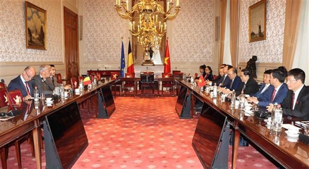 At the talks between NA Vice Chairman Tran Thanh Man and First Vice President of the Belgian Senate Andries Gryfloy. (Photo: VNA)