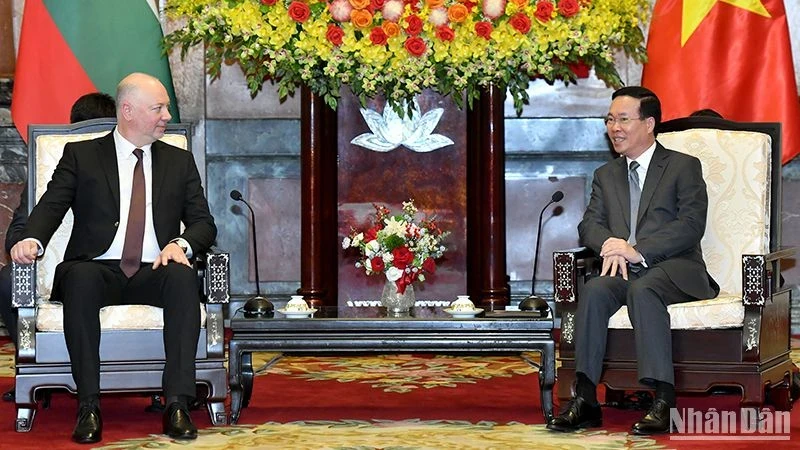 President Vo Van Thuong (R) and Speaker of the Bulgarian National Assembly Rosen Dimitrov Jeliazkov. (Photo: NDO)