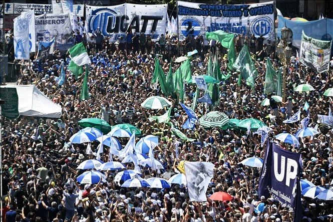 The general strike against austerity measures in Buenos Aires, Argentina, on January 24, 2024. (Photo: AFP/VNA)