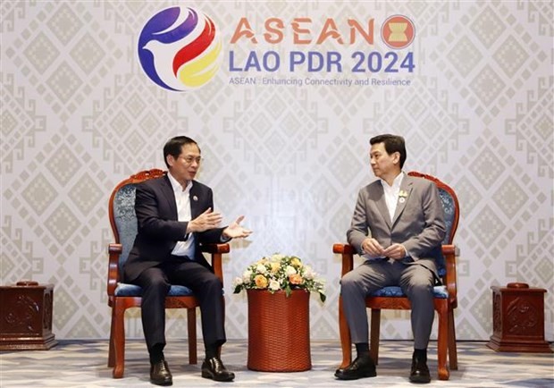 Minister of Foreign Affairs Bui Thanh Son (left) meets with Thai Deputy Prime Minister and Foreign Minister Parnpree Bahiddha-Nukara. (Photo: VNA)