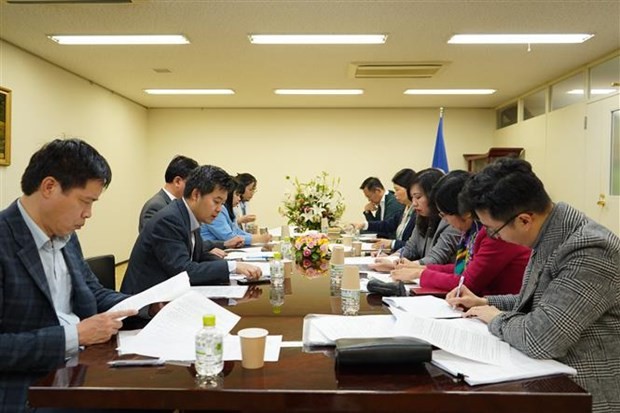 Deputy FM Hang chairs a meeting with Vietnamese experts and intellectuals in Japan. (Photo: VNA)