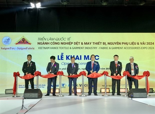 The opening ceremony of the 2024 Vietnam Saigon Textile & Garment Industry – Fabric & Garment Accessories Expo in Ho Chi Minh City on April 10. (Photo: VNA)