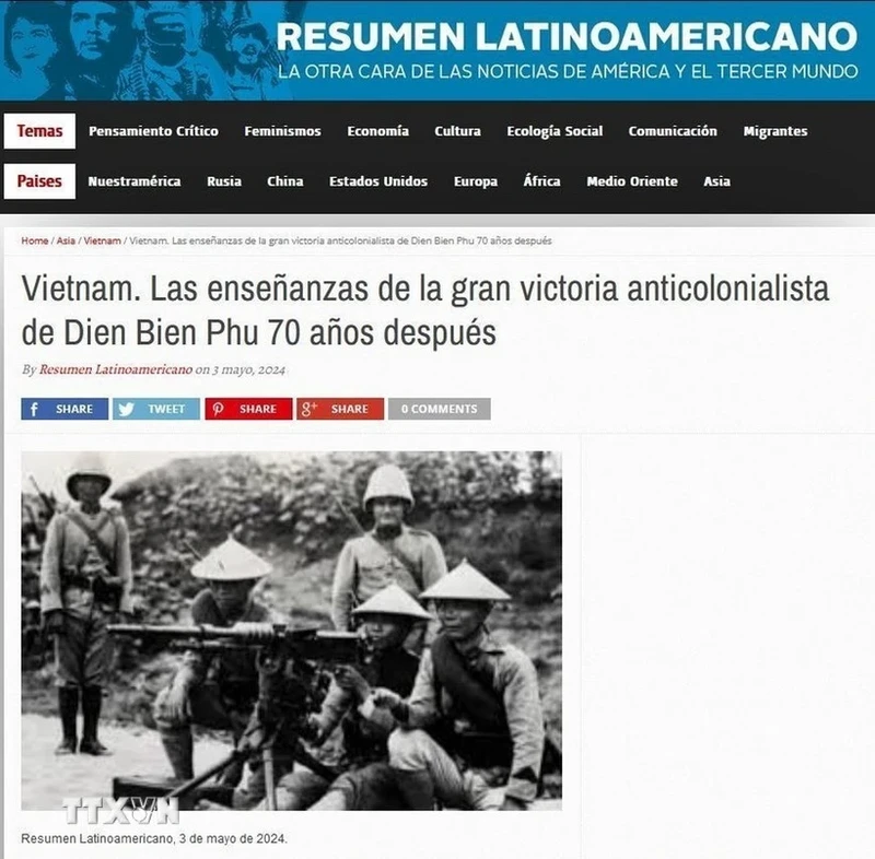 An article published on Resumen Latinoamericano on May 3 