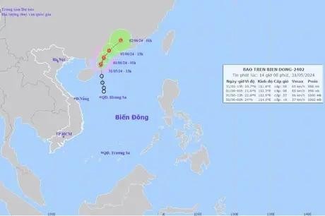 A map showing the direction of storm Maliksi, the first to hit Vietnam this year. (Photo: National Centre for Hydro-meteorological Forecasting)