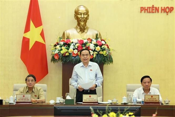 NA Chairman Tran Thanh Man speaks at the 36th session of the NA Standing Committee in Hanoi on August 23. (Photo: VNA) 