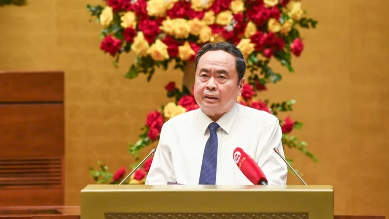 NA Chairman Tran Thanh Man speaks at the scientific conference in Hanoi on August 29. (Photo: NDO)