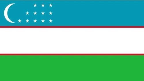 The national flag of Uzbekistan. 