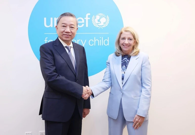 Party General Secretary and President To Lam and UNICEF Executive Director Catherine M. Russell. (Photo: VNA)