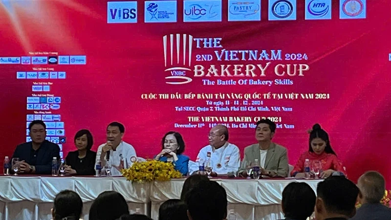 Representatives from the organising board of the 2024 International Bakery Chef Competition provide information at the press conference on October 9.