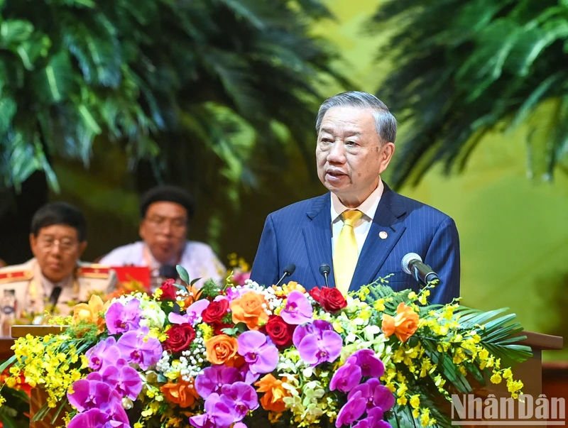 Party General Secretary and State President To Lam speaks at the 10th National Congress of the VFF in Hanoi on October 17. (Photo: NDO)