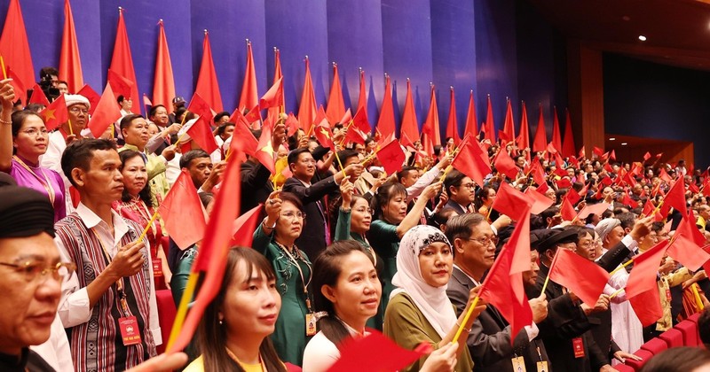 Delegates to the ongoing 10th National Congress of the Vietnam Fatherland Front. (Photo: VNA)