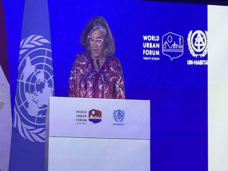 Anacláudia Rossbach, Executive Director of the United Nations Human Settlements Programme (UN-Habitat), speaks at the opening session of the WUF12. (Photo: Thanh Binh)