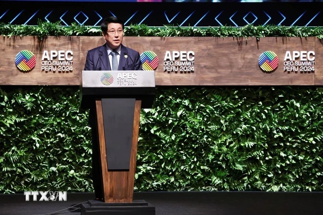 State President Luong Cuong addressing APEC CEO Summit 2024 (Photo: VNA)