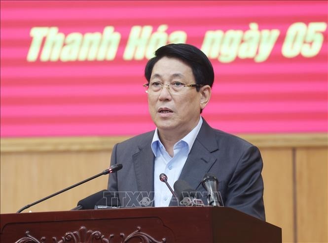 State President Luong Cuong speaks at the working session. (Photo: VNA) 