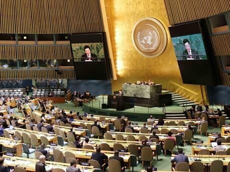 Permanent Deputy Prime Minister Pham Binh Minh addresses the general debate of the 77th Session of the United Nations General Assembly in New York on September 24. (Photo: VNA)