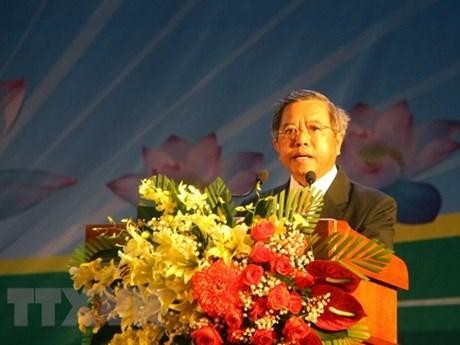 President of the Laos-Vietnam Friendship Association Boviengkham Vongdala speaks at the event. (Photo: VNA)