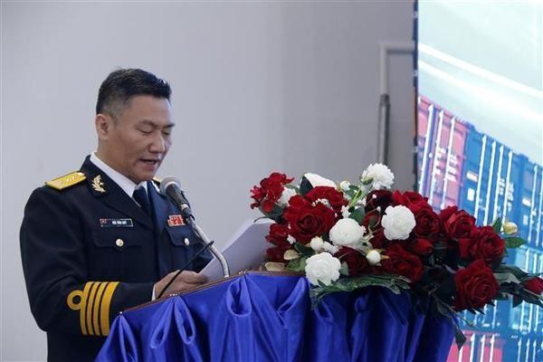 Lieutenant Colonel Bui Van Quy, Deputy General Director of Saigon Newport Corporation addresses the event (Photo: VNA)