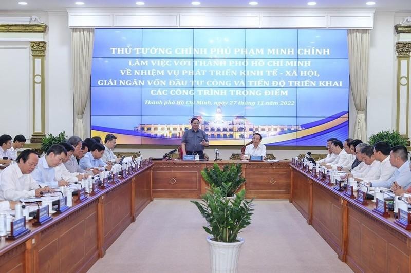 Prime Minister Pham Minh Chinh speaks at the meeting (Photo: VGP)