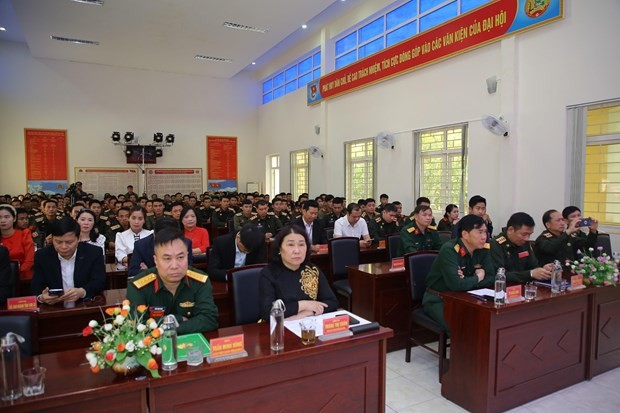 Delegates attend the opening ceremony of the Vietnamese language course for officers and soldiers of Laos' armed forces in the northern province of Son La. (Photo: VNA)