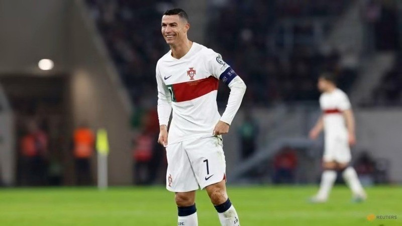 Portugal’s Cristiano Ronaldo reacts during a UEFA Euro 2024 qualifying match on March 26, 2023. (Photo: Reuters)