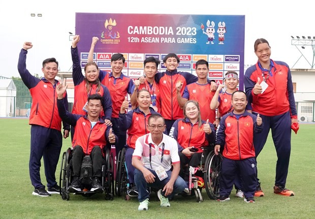 Vietnamese track-and-field athletes at 12th ASEAN Para Games.(Photo: hanoimoi.com.vn)
