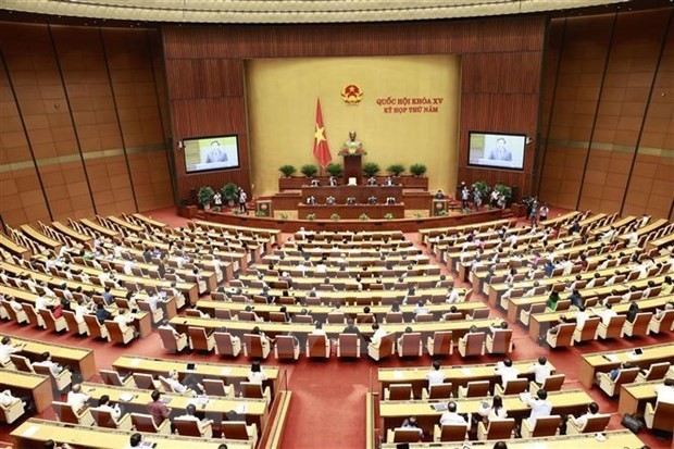 NA Chairman Vuong Dinh Hue speaks at a working day of the 15th NA's fifth session (Photo: VNA)