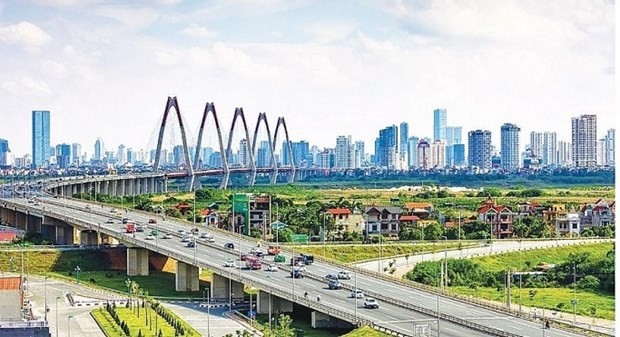 Nhat Tan Bridge in Hanoi, which is located in the Red River Delta region (Photo: VMA)