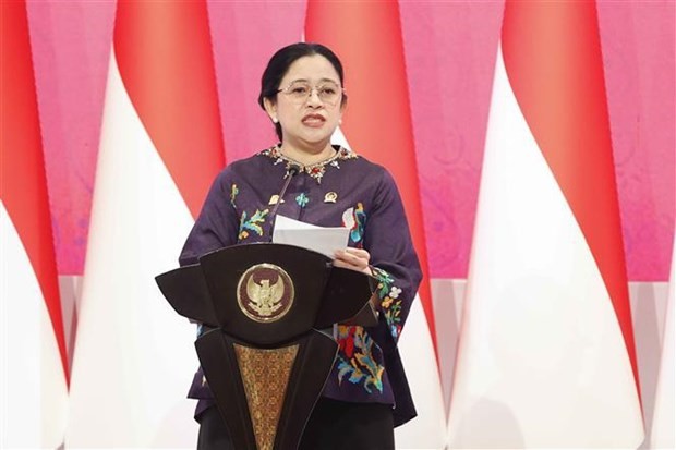 Speaker of Indonesia's House of Representatives (DPR RI) Puan Maharani speaks at the event. (Photo: VNA)