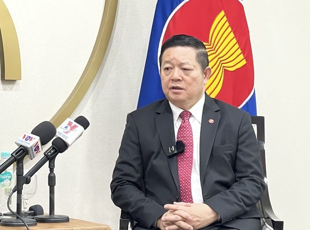 ASEAN Secretary-General Kao Kim Hourn grants an interview to the Vietnam News Agency. (Photo: VNA)